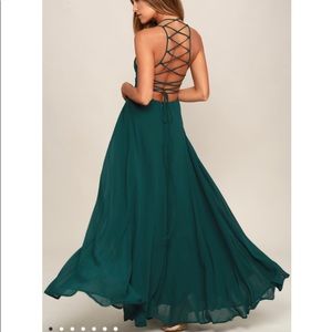 Lulus strapping to be here forest green maxi dress